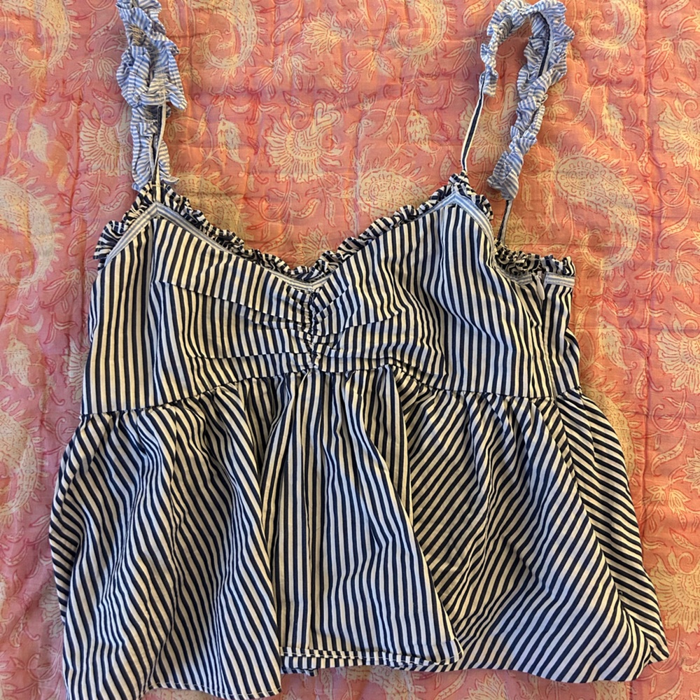 Zara blue and white striped top